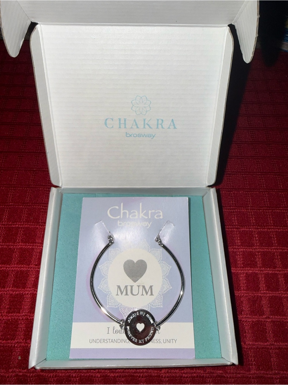 Silver 'MUM' Heart Bangle